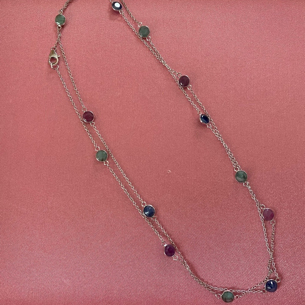 EMERALD, SAPPHIRE AND RUBY NECKLACE - Picture 2 of 2